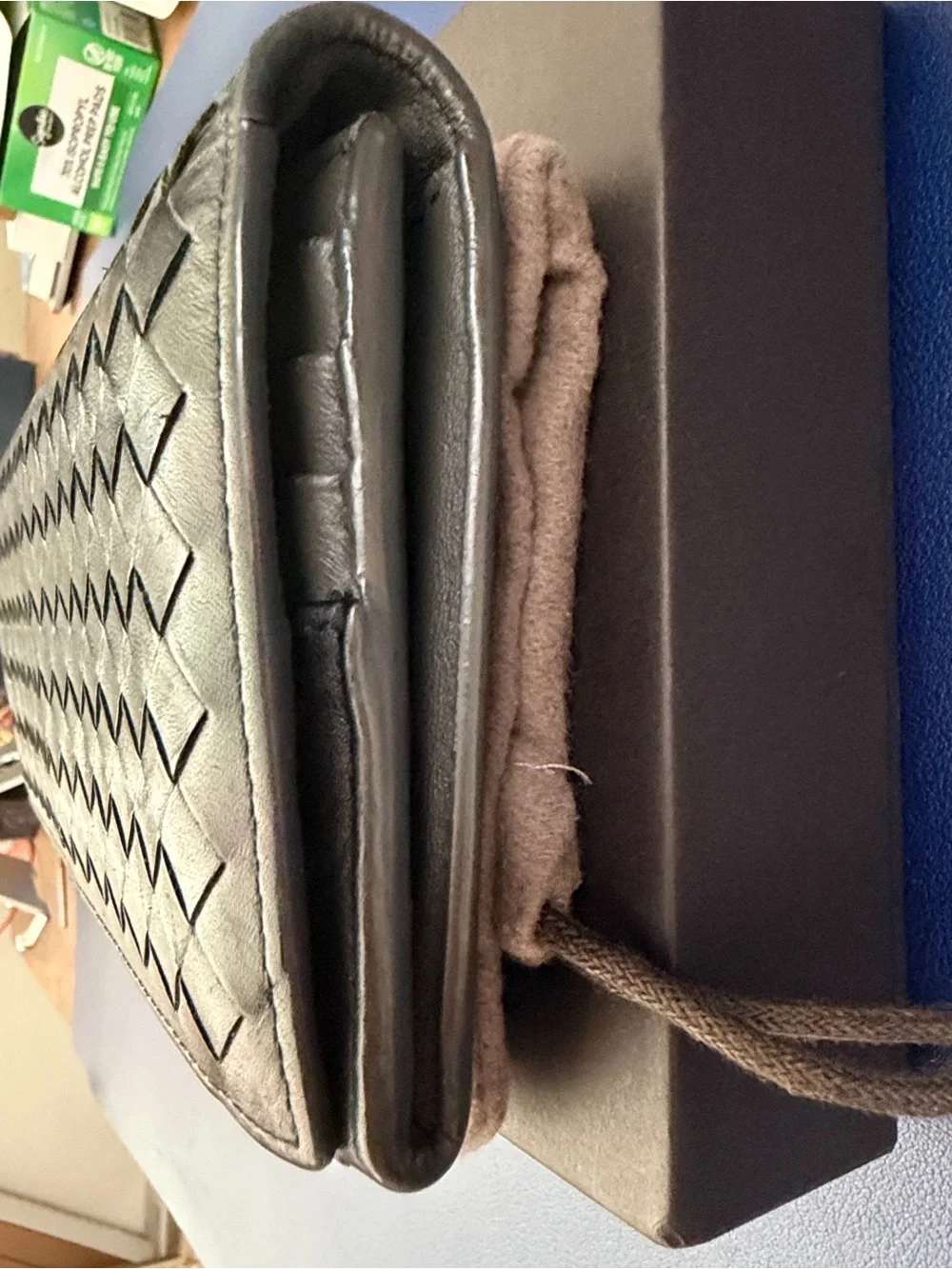 Bottega Veneta Black Intrecciato Woven Leather Continental Wallet